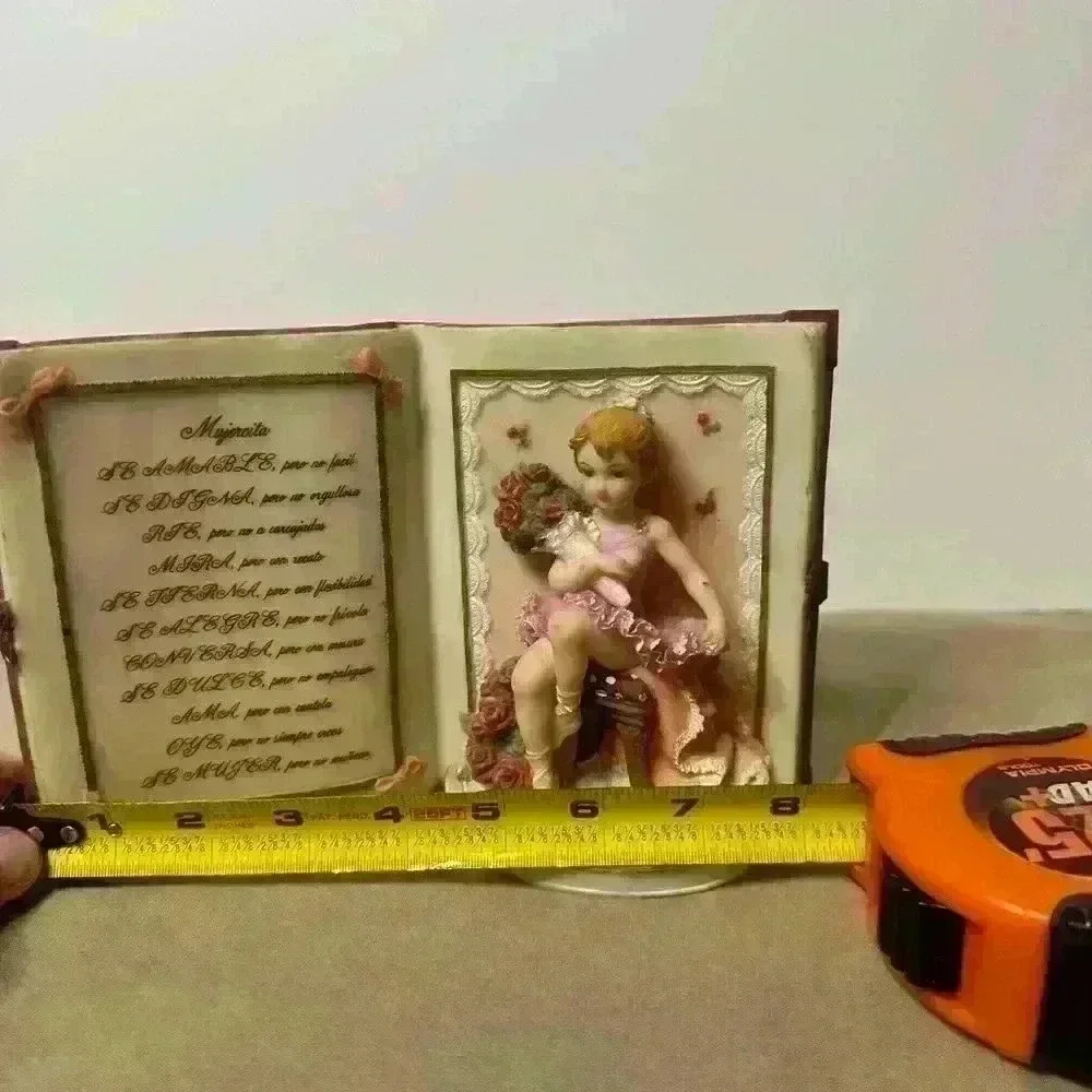 Montefiori Collection Porcelain Ballerina Book Figurine Vintage Pink Decor, Poem